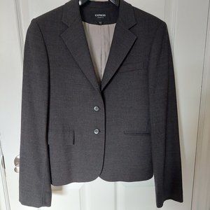 EXPRESS Stretch Women's Size 7/8 Grey 3 Button Wool Blazer Jacket Career